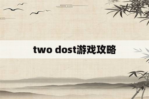 two dost游戏攻略